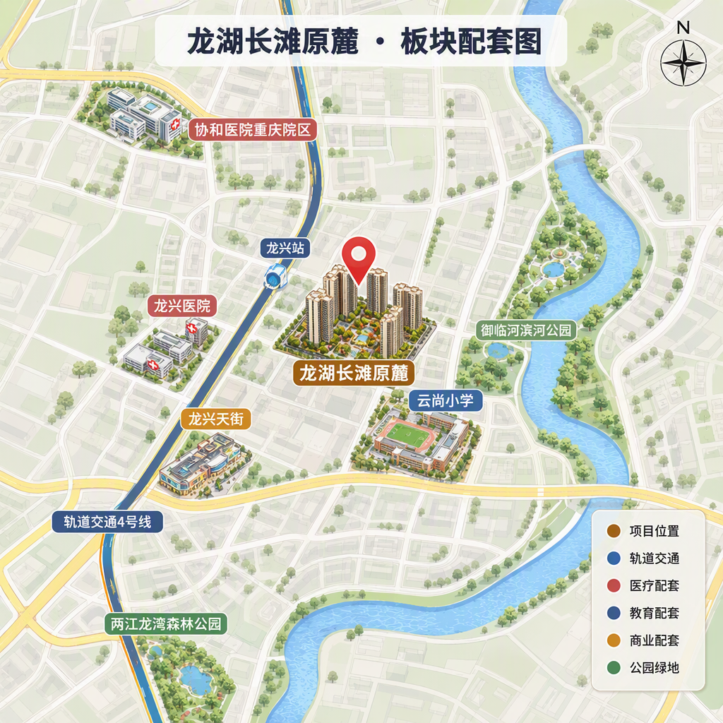 龙湖长滩原麓 · 板块配套图