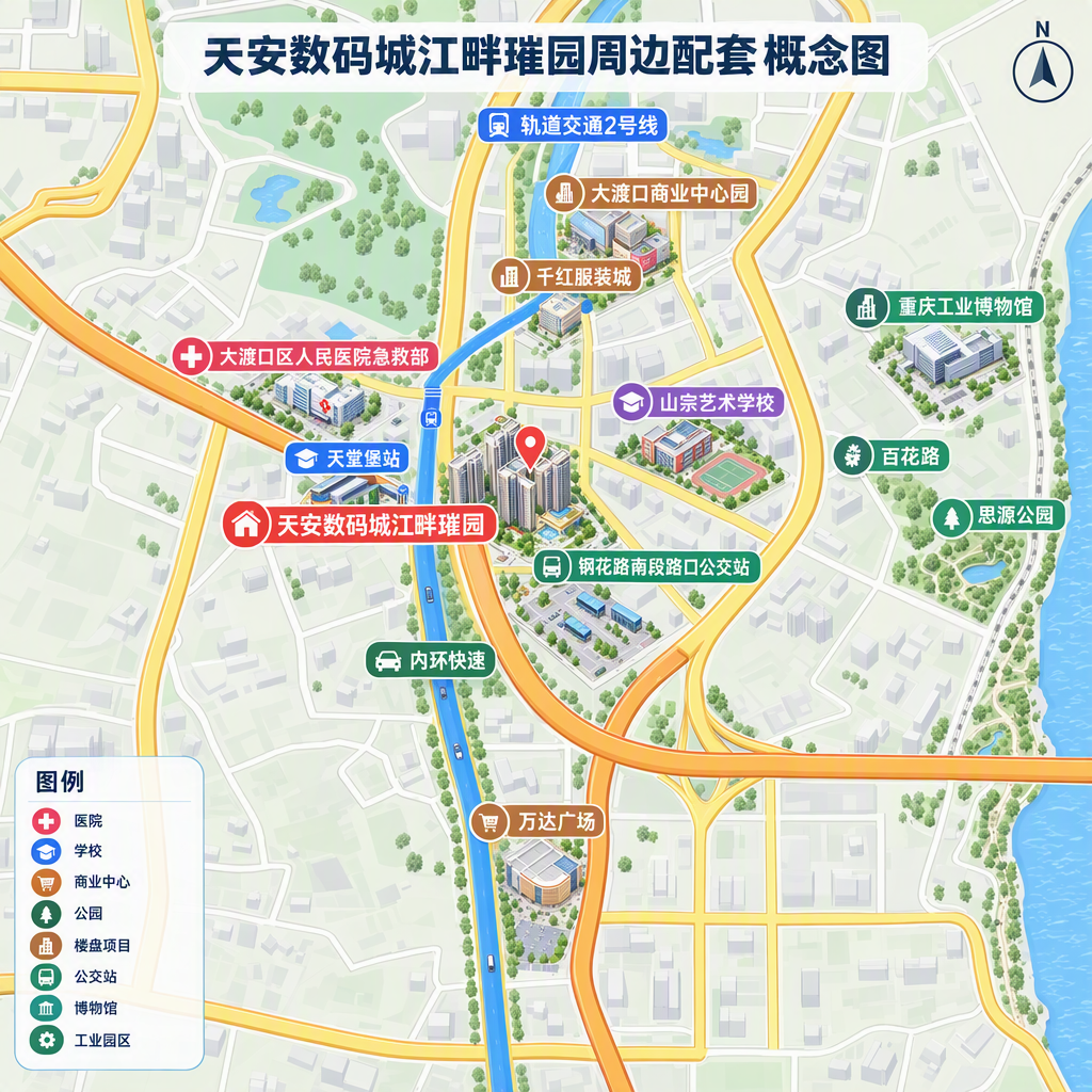 天安数码城江畔珑园周边配套概念图