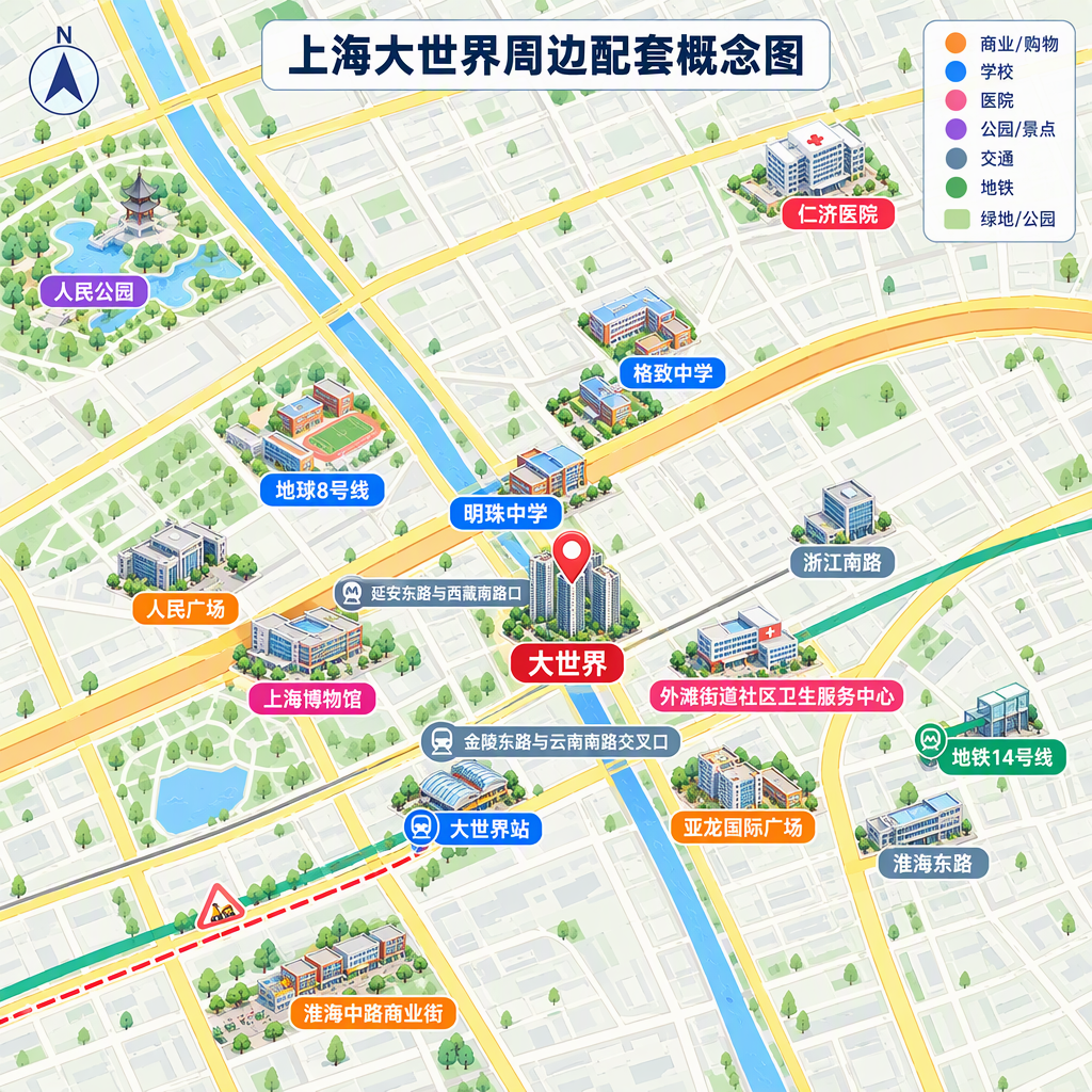 上海大世界周边配套概念图