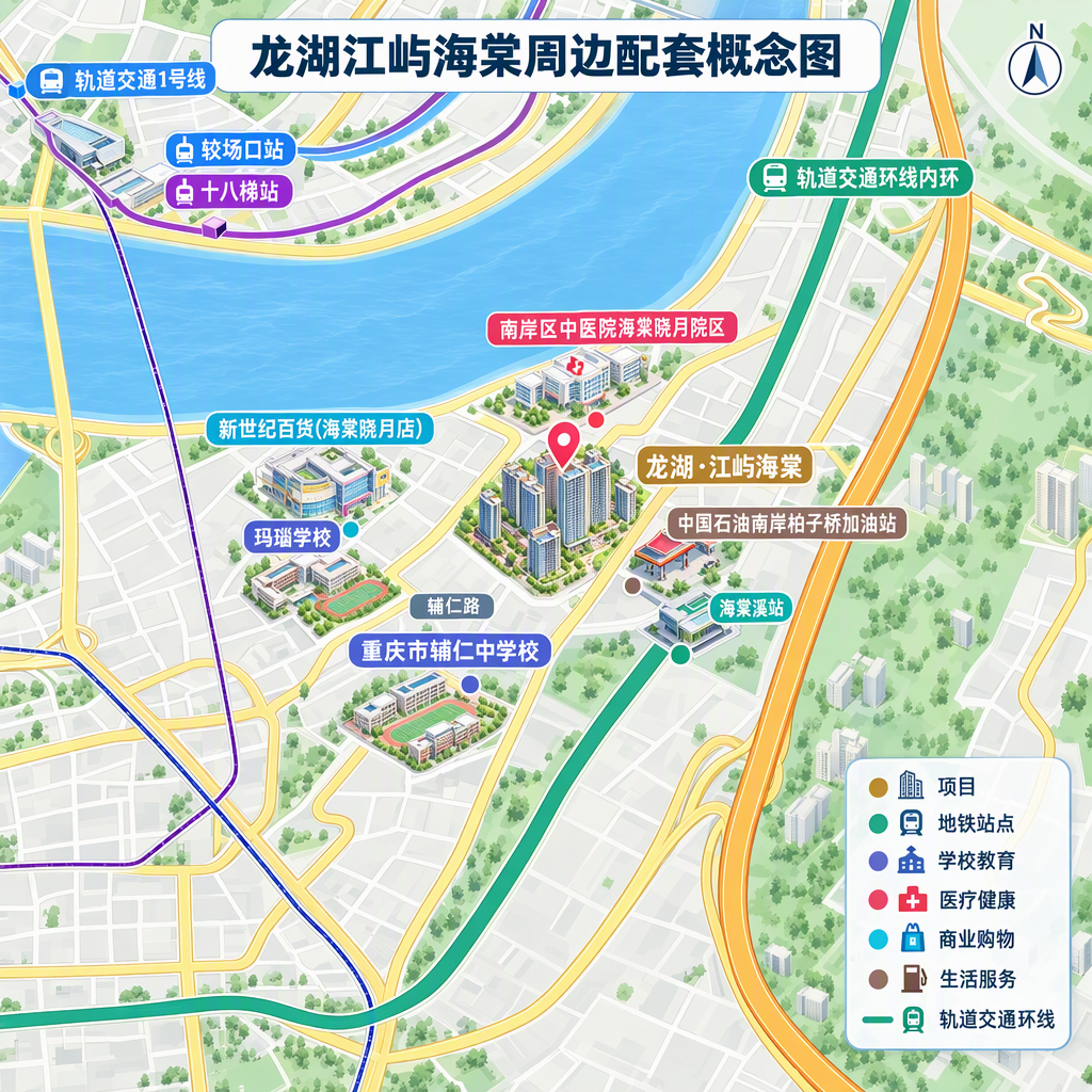 龙湖江屿海棠周边配套概念图