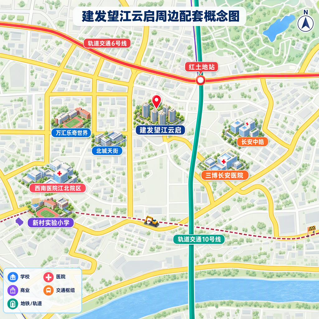 建发望江云启周边配套概念图