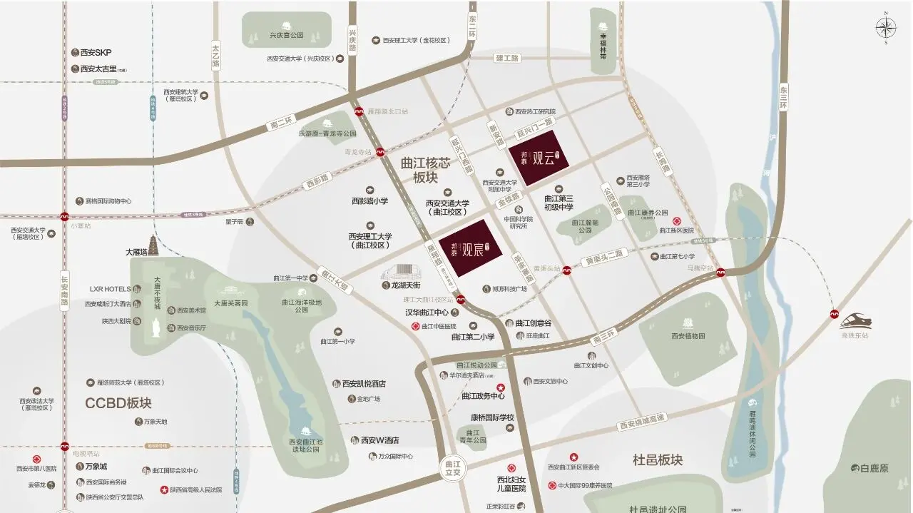 邦泰观云曲江位置图