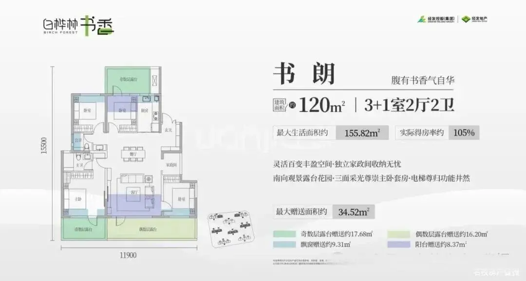 白桦林书香120㎡户型图