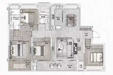 建发缦云143㎡户型图