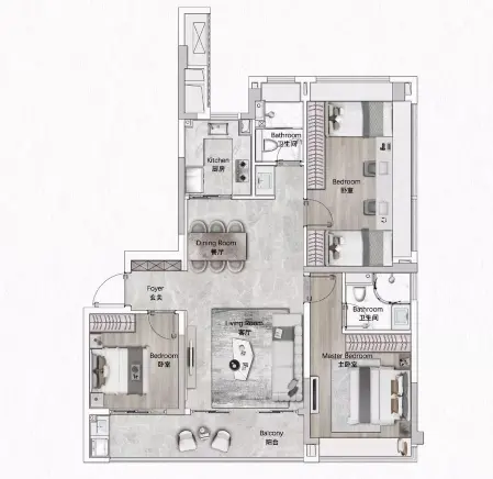 建发缦云123㎡户型图