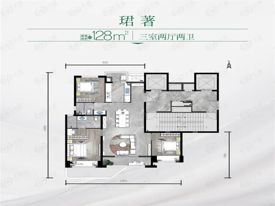 保利天珺128㎡户型图