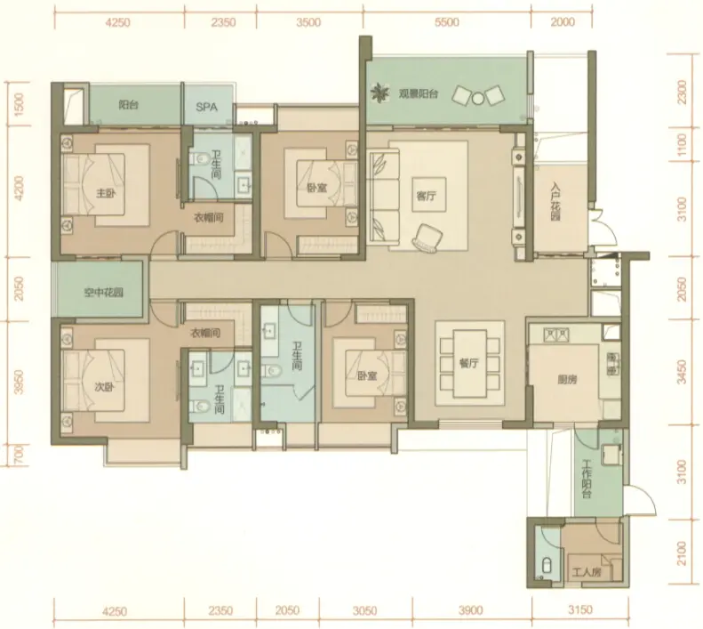 7-A 188.93㎡ 5室2厅4卫房型图