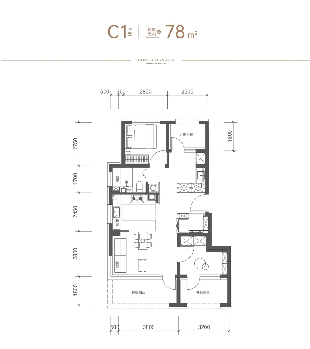约78㎡户型图